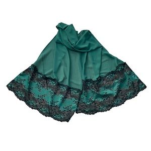 Green chiffon fabric scarf with Lace Christmas Gift
